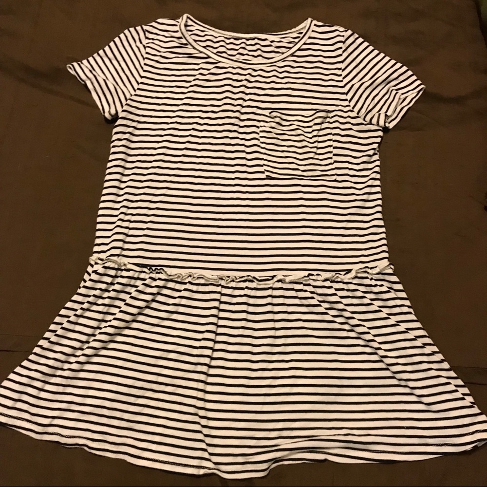 Black & white stripe peplum tee